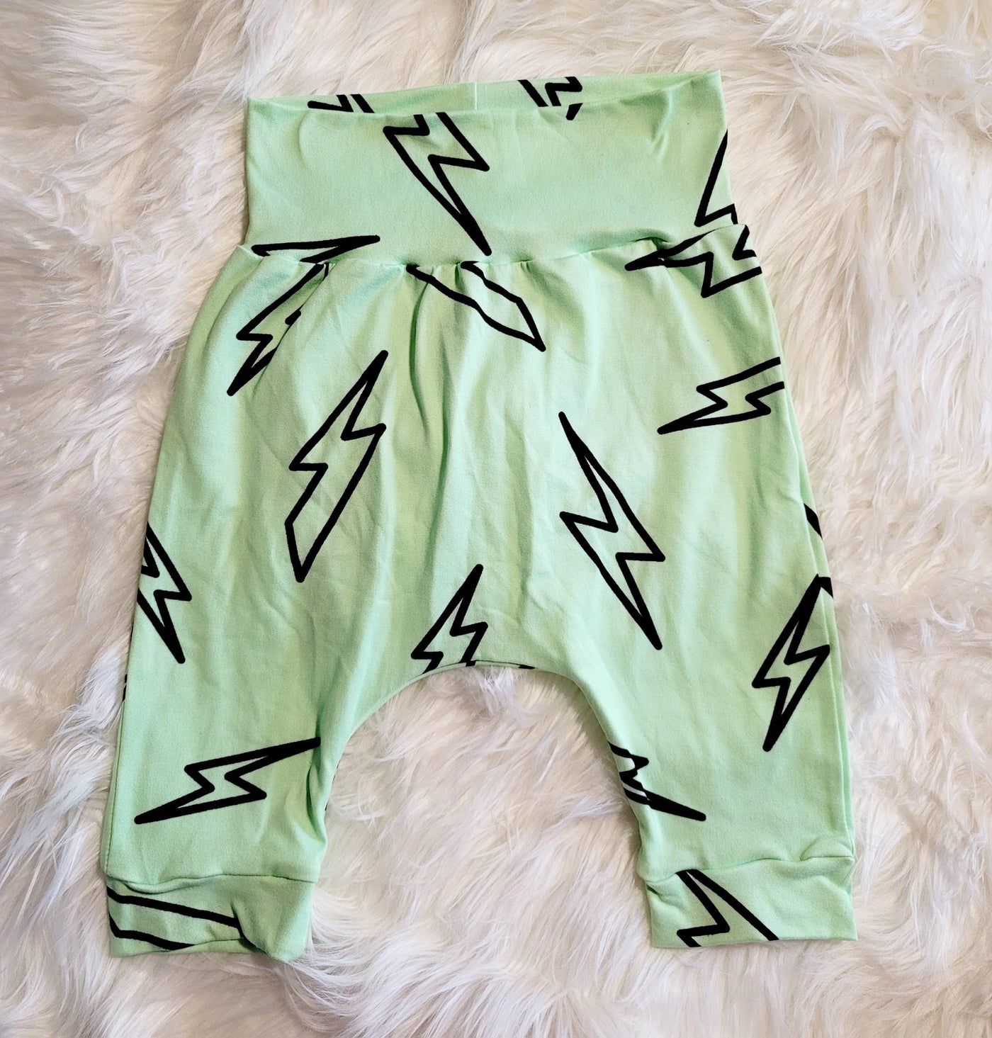 3T Green Lightning Bolt Harem Shorts